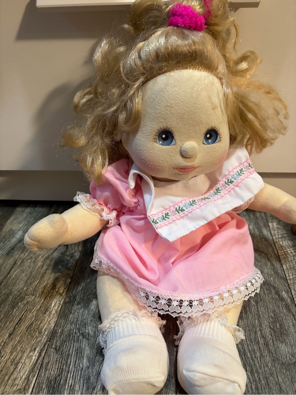 Vintage my child doll with blonde hair and blue eyes